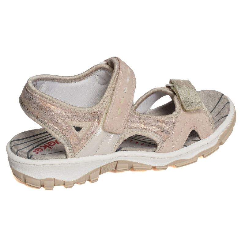 68866 Beige Platine, Sandales plates Rieker