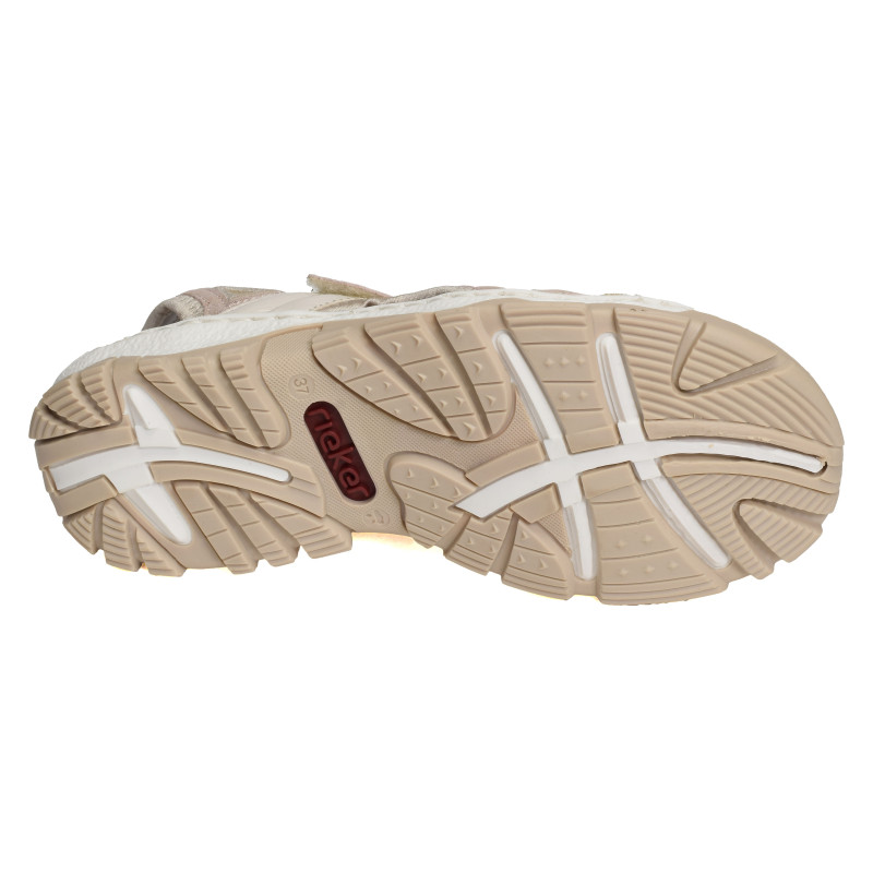 68866 Beige Platine, Sandales plates Rieker
