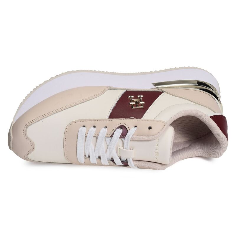 TH ELEVATED FEMININE RUNNER GLD 7306 Beige Blanc, Baskets running Tommy Hilfiger