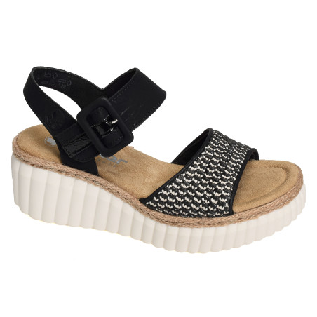 69176 Noir, Sandales compensées Rieker