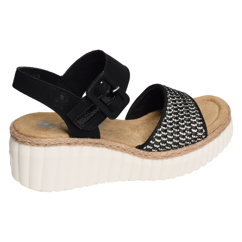 69176 Noir, Sandales compensées Rieker