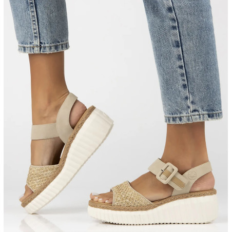 69176 Beige, Sandales compensées Rieker