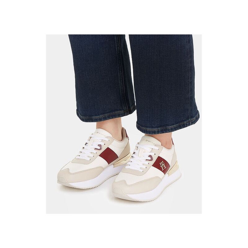TH ELEVATED FEMININE RUNNER GLD 7306 Beige Blanc, Baskets running Tommy Hilfiger