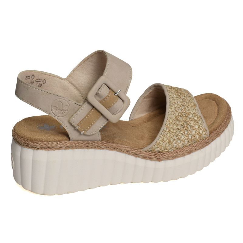 69176 Beige, Sandales compensées Rieker