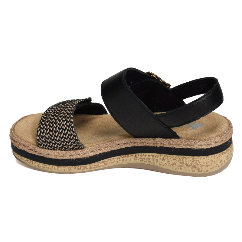 V0951 Noir, Sandales compensées Rieker