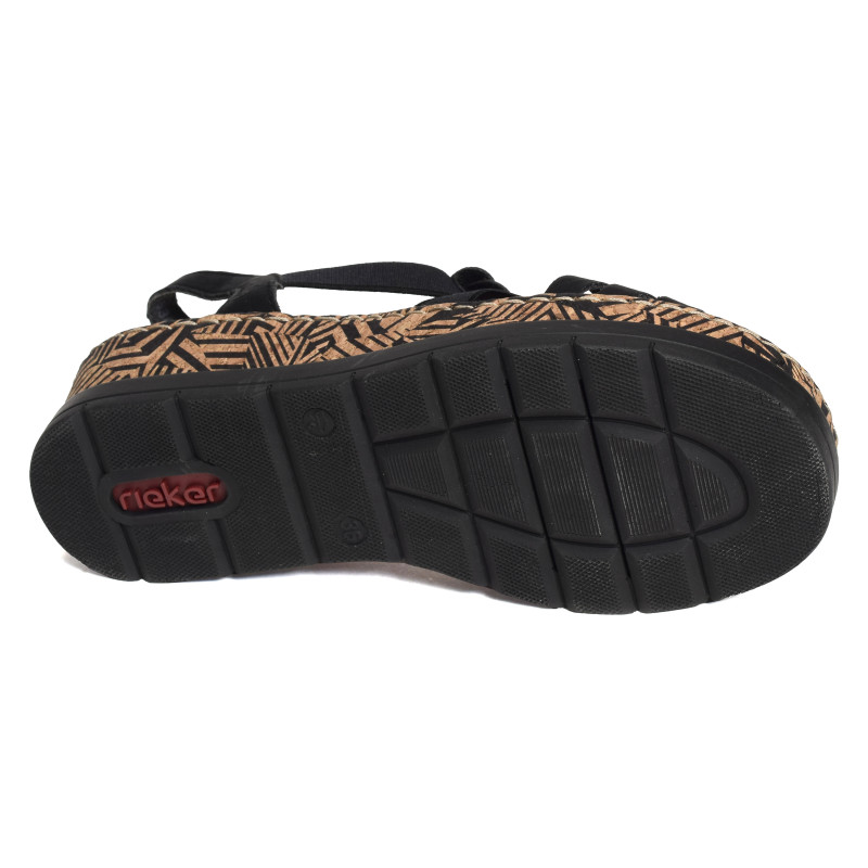 V3902 Noir, Sandales compensées Rieker