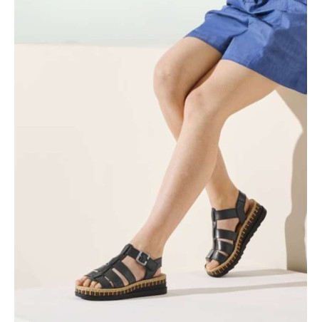 V7904 Noir, Sandales compensées Rieker
