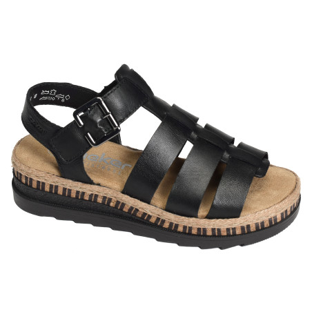 V7904 Noir, Sandales compensées Rieker