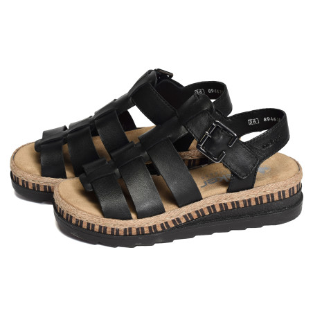 V7904 Noir, Sandales compensées Rieker