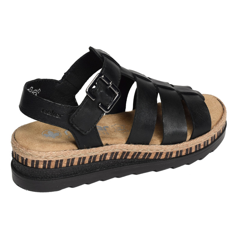V7904 Noir, Sandales compensées Rieker