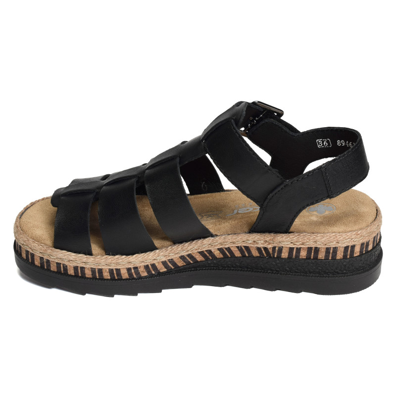 V7904 Noir, Sandales compensées Rieker