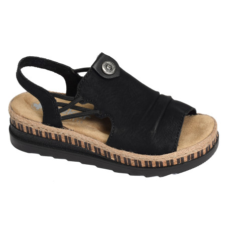 V7972 Noir, Sandales compensées Rieker