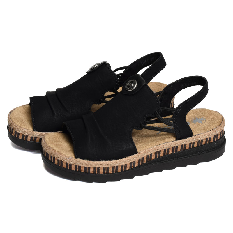 V7972 Noir, Sandales compensées Rieker