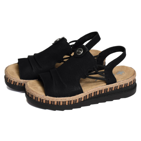 V7972 Noir, Sandales compensées Rieker