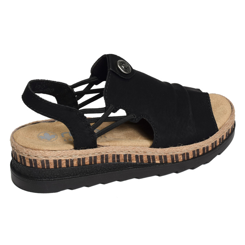 V7972 Noir, Sandales compensées Rieker