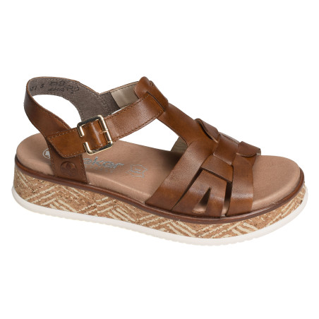 W0853 Marron, Sandales plates Rieker
