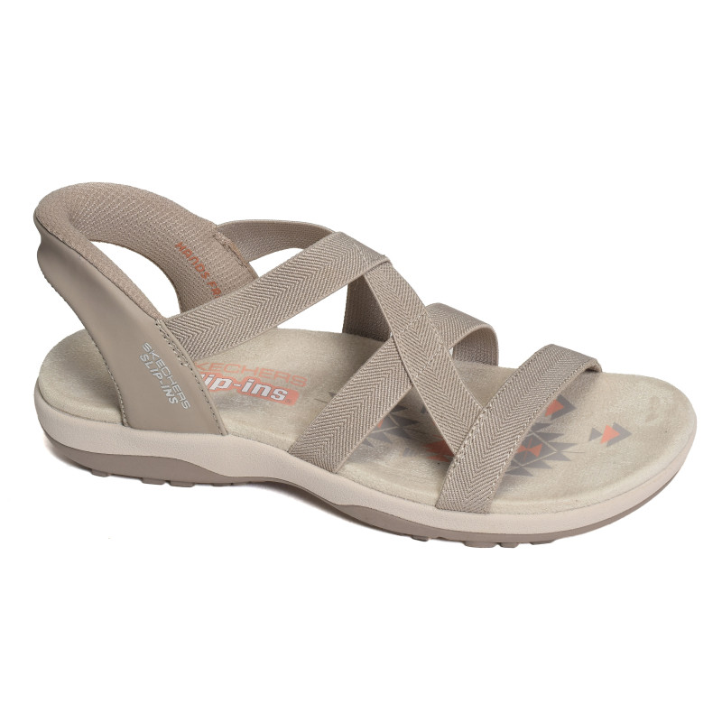 REGGAE SLIIM STRETCH FLEX Taupe, Sandales plates Skechers