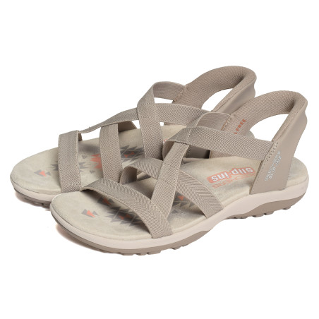 REGGAE SLIIM STRETCH FLEX Taupe, Sandales plates Skechers