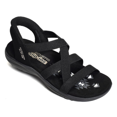 REGGAE SLIIM STRETCH FLEX Noir, Sandales plates Skechers