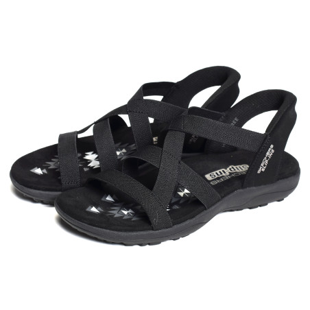 REGGAE SLIIM STRETCH FLEX Noir, Sandales plates Skechers