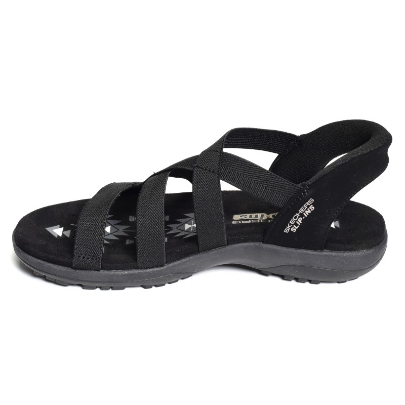 REGGAE SLIIM STRETCH FLEX Noir, Sandales plates Skechers