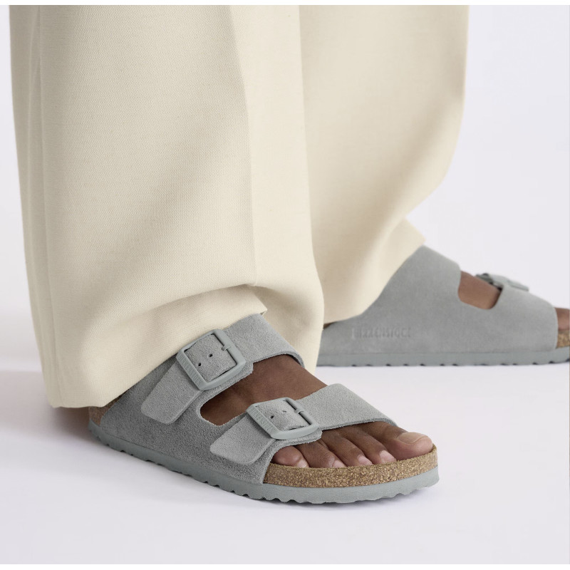 ARIZONA SUEDE Bleu Gris, Mules Birkenstock