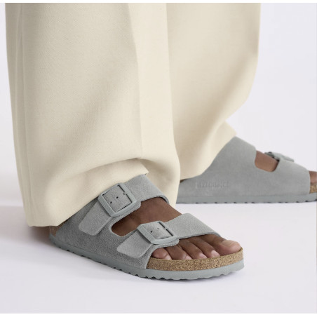 ARIZONA SUEDE Bleu Gris, Mules Birkenstock