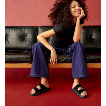 ARIZONA PLATFORM SUEDE Noir, Mules Birkenstock