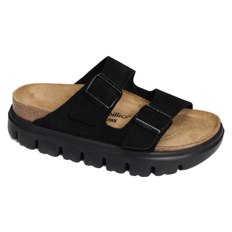 ARIZONA PLATFORM SUEDE Noir, Mules Birkenstock