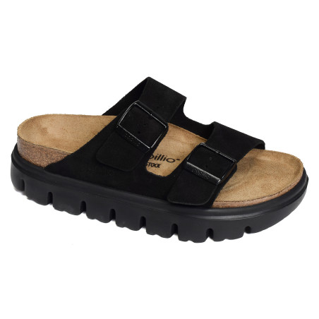 ARIZONA PLATFORM SUEDE Noir, Mules Birkenstock