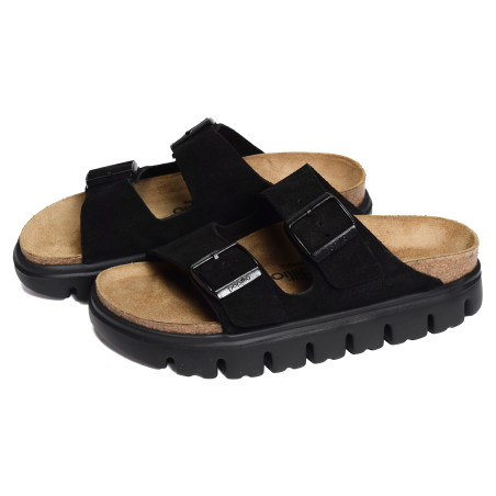 ARIZONA PLATFORM SUEDE Noir, Mules Birkenstock