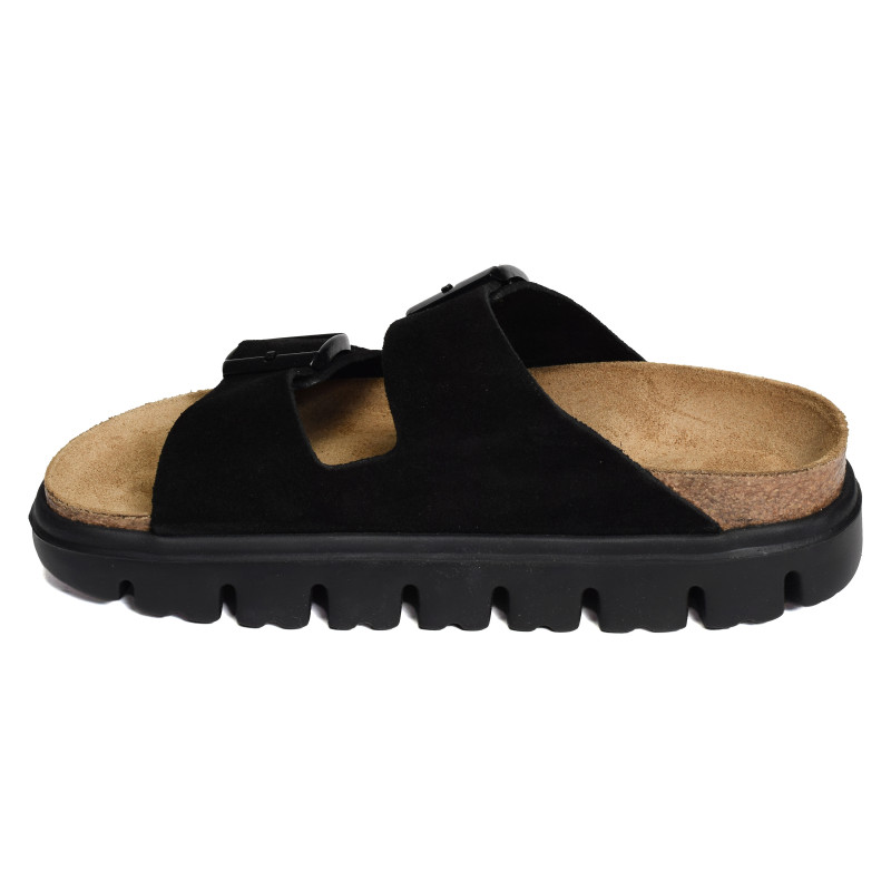 ARIZONA PLATFORM SUEDE Noir, Mules Birkenstock