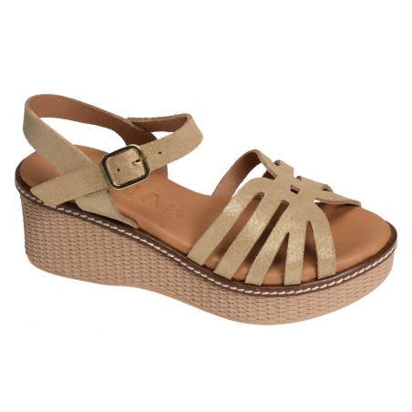 2662 Beige Or, Sandales compensées Kaola