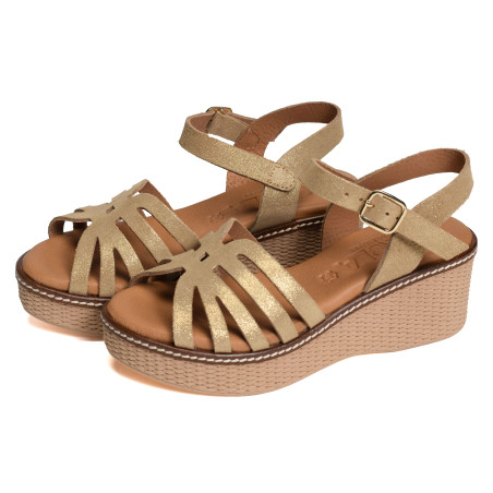 2662 Beige Or, Sandales compensées Kaola