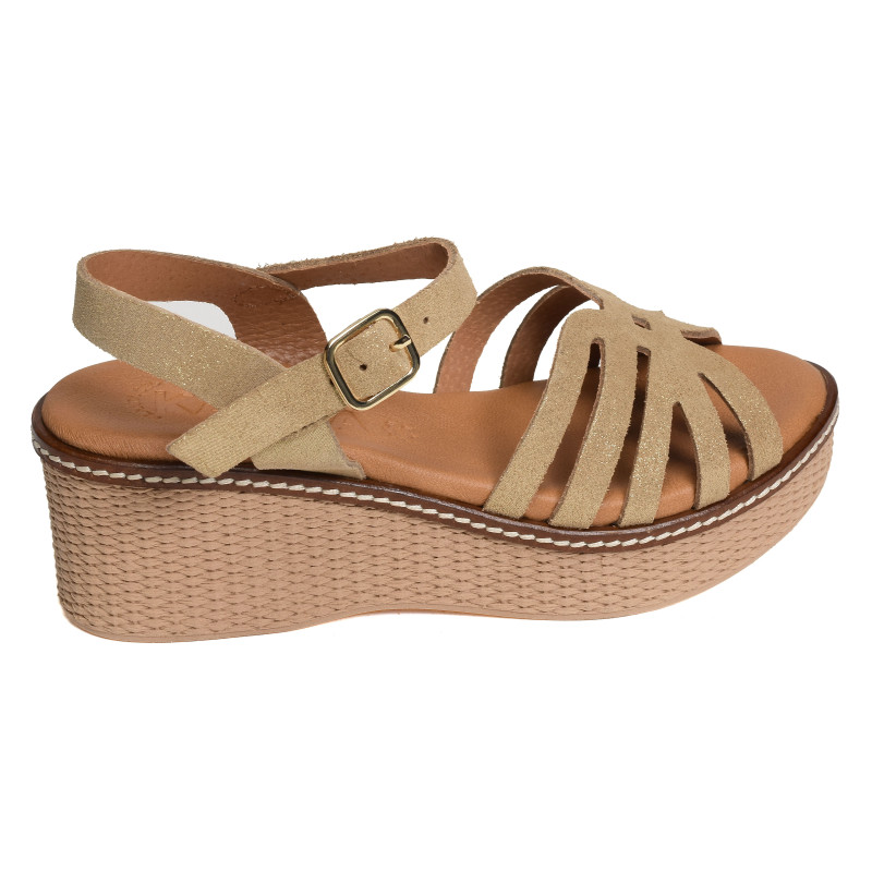 2662 Beige Or, Sandales compensées Kaola