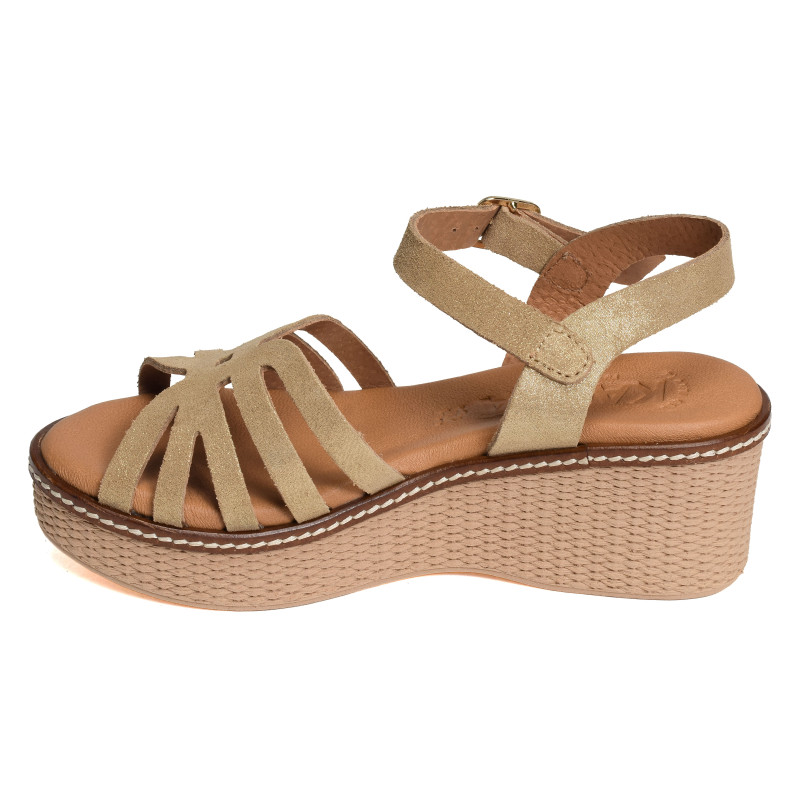 2662 Beige Or, Sandales compensées Kaola