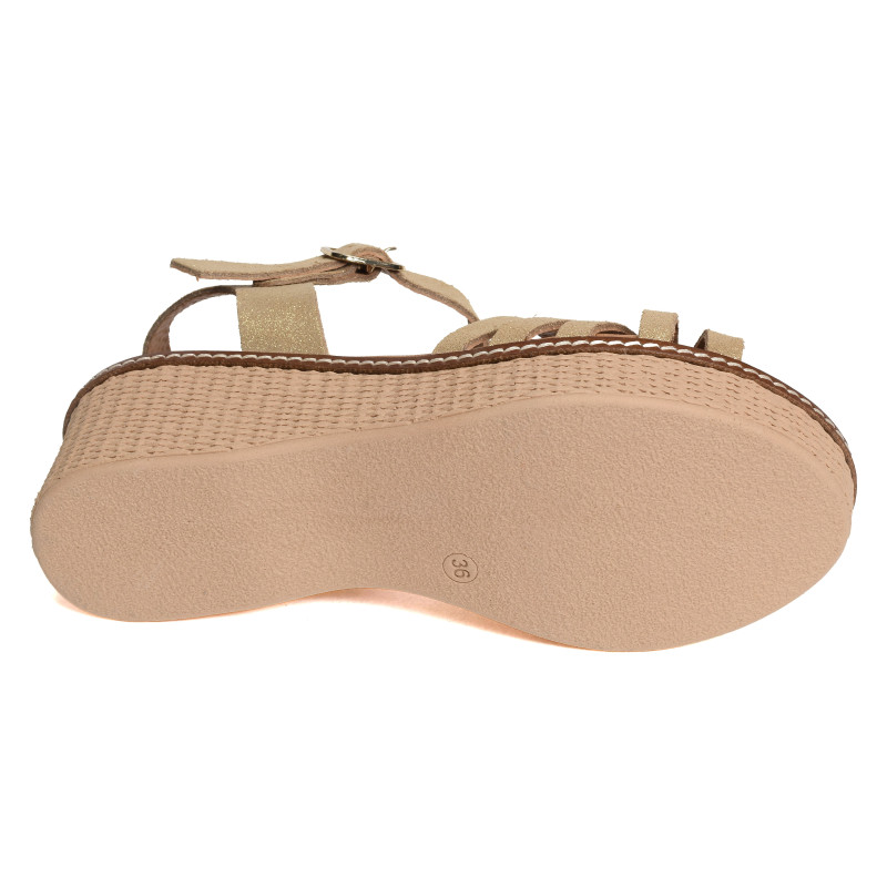 2662 Beige Or, Sandales compensées Kaola