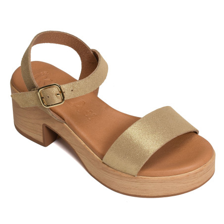 6955 Beige Or, Nu-Pieds à talon Kaola