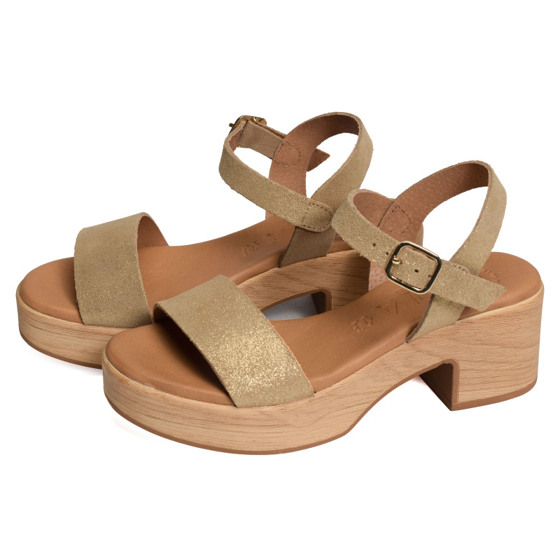 6955 Beige Or, Nu-Pieds à talon Kaola