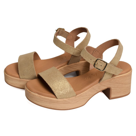 6955 Beige Or, Nu-Pieds à talon Kaola