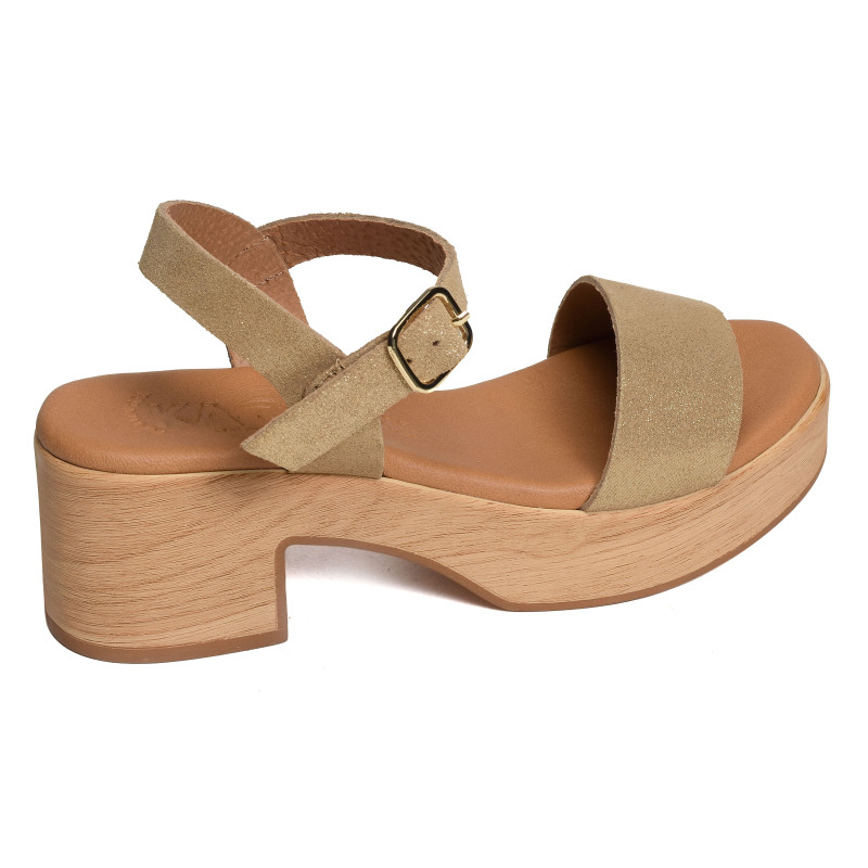 6955 Beige Or, Nu-Pieds à talon Kaola