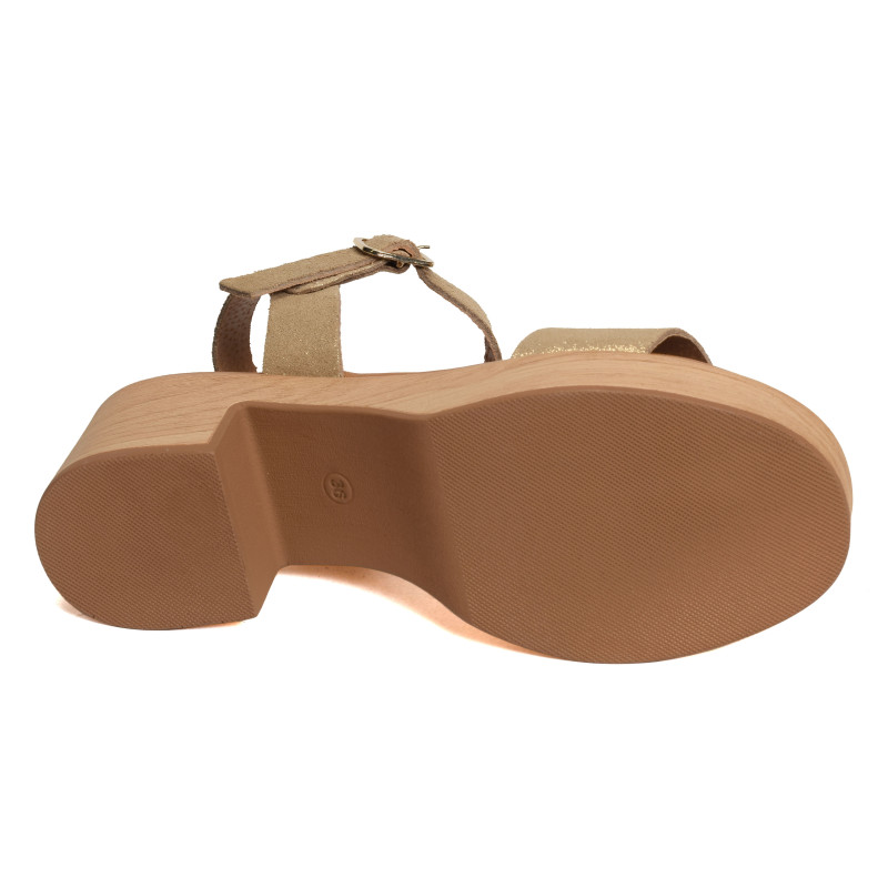 6955 Beige Or, Nu-Pieds à talon Kaola
