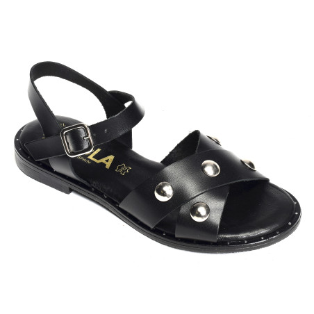 786 Noir, Sandales plates Kaola