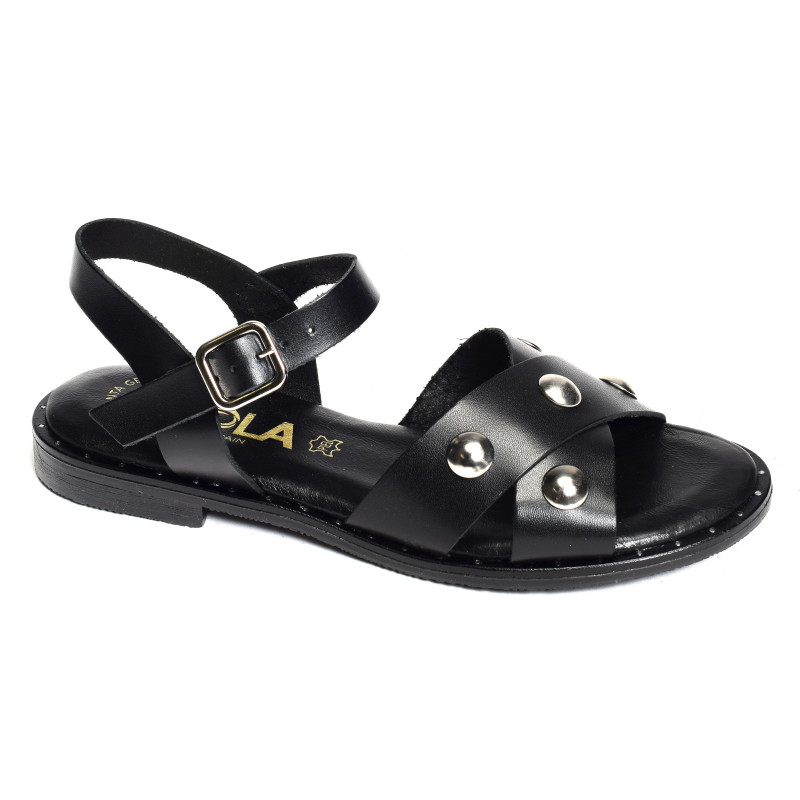 786 Noir, Sandales plates Kaola