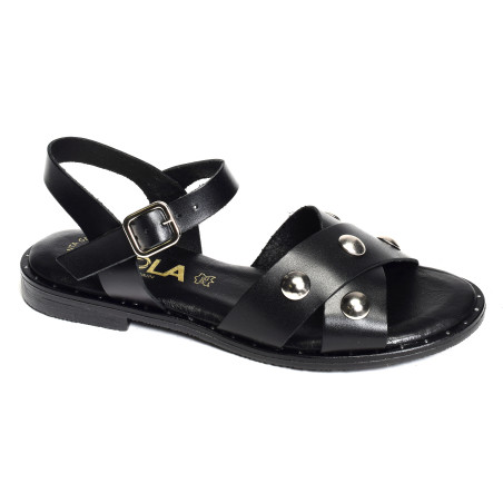 786 Noir, Sandales plates Kaola