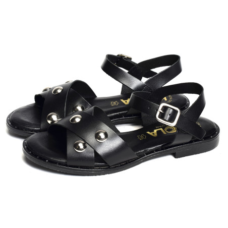 786 Noir, Sandales plates Kaola