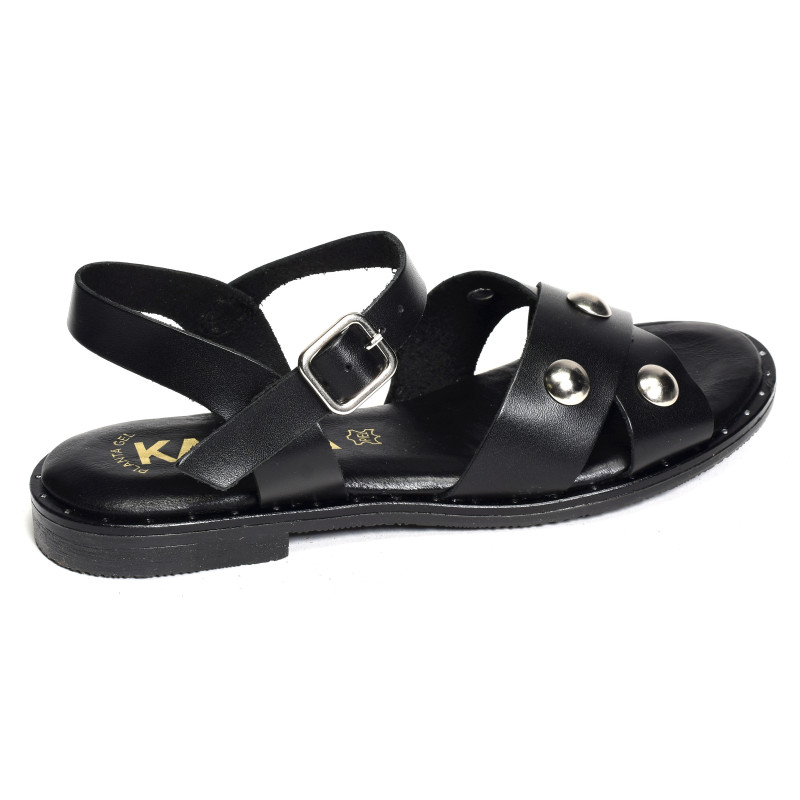 786 Noir, Sandales plates Kaola