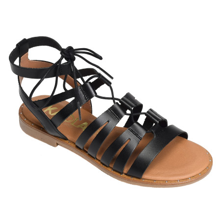 795 Noir, Sandales plates Kaola