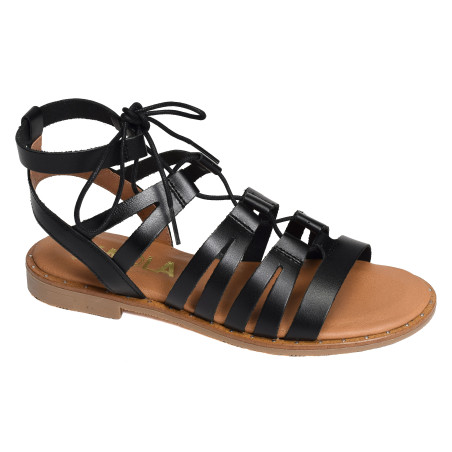 795 Noir, Sandales plates Kaola