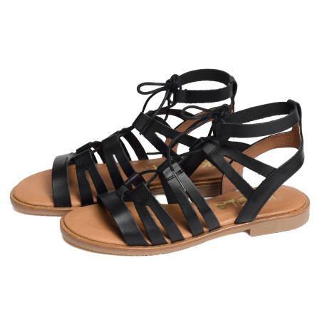795 Noir, Sandales plates Kaola